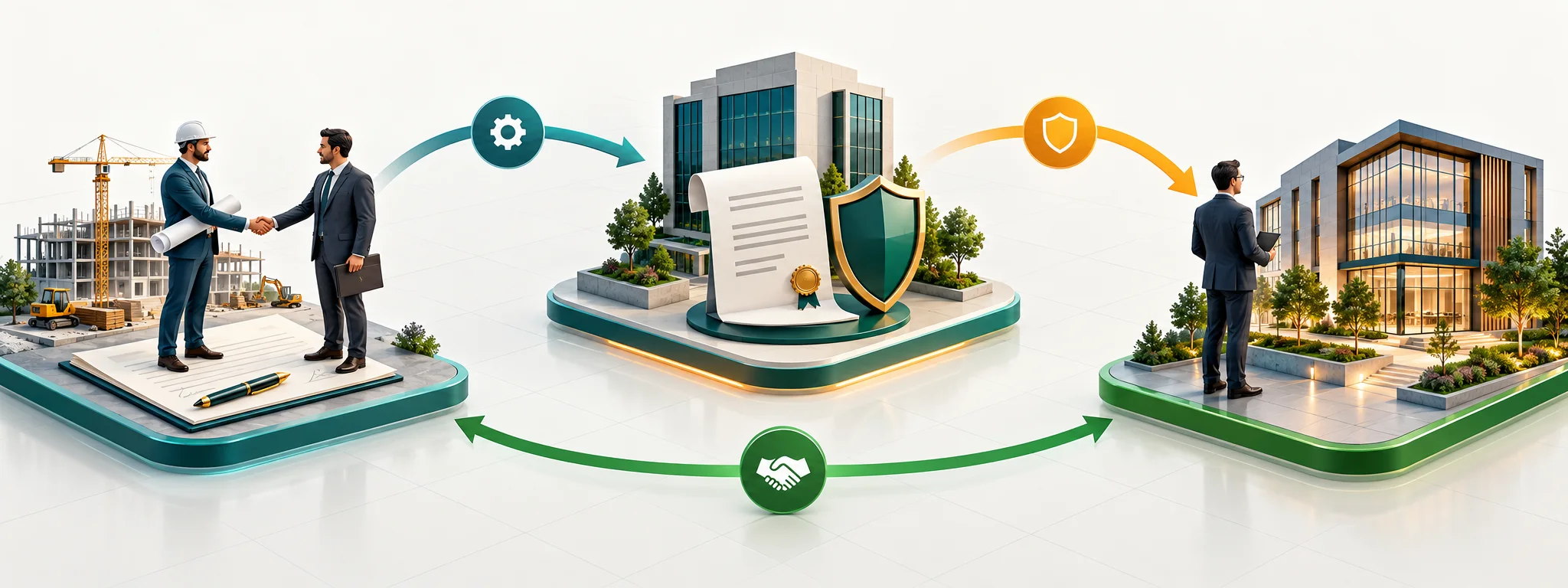 Contractual guarantee insurance mechanism involving the contractor, insurer and beneficiary